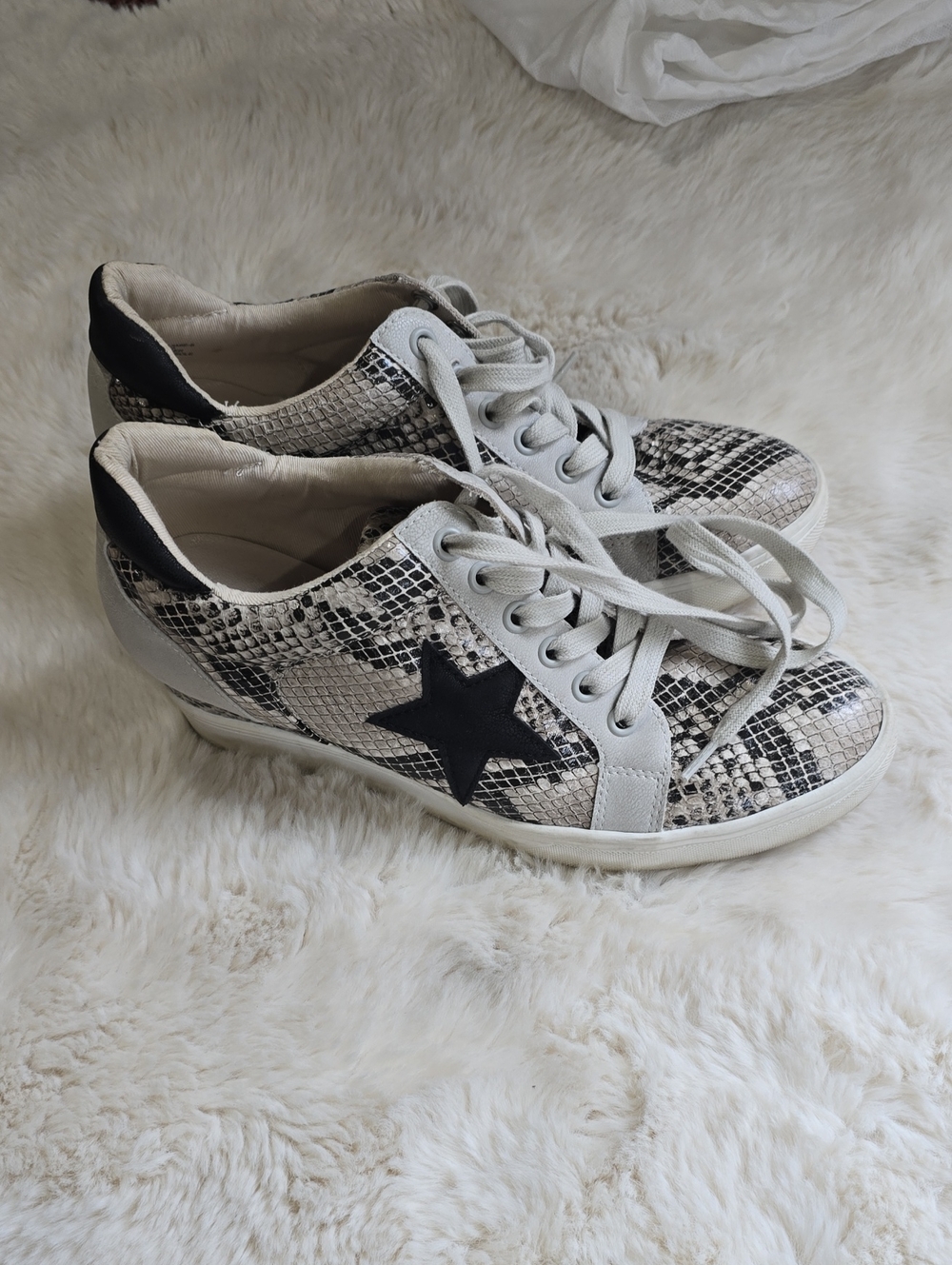 MIA Snake-Print Lace-Up Sneakers with Black Star Detail